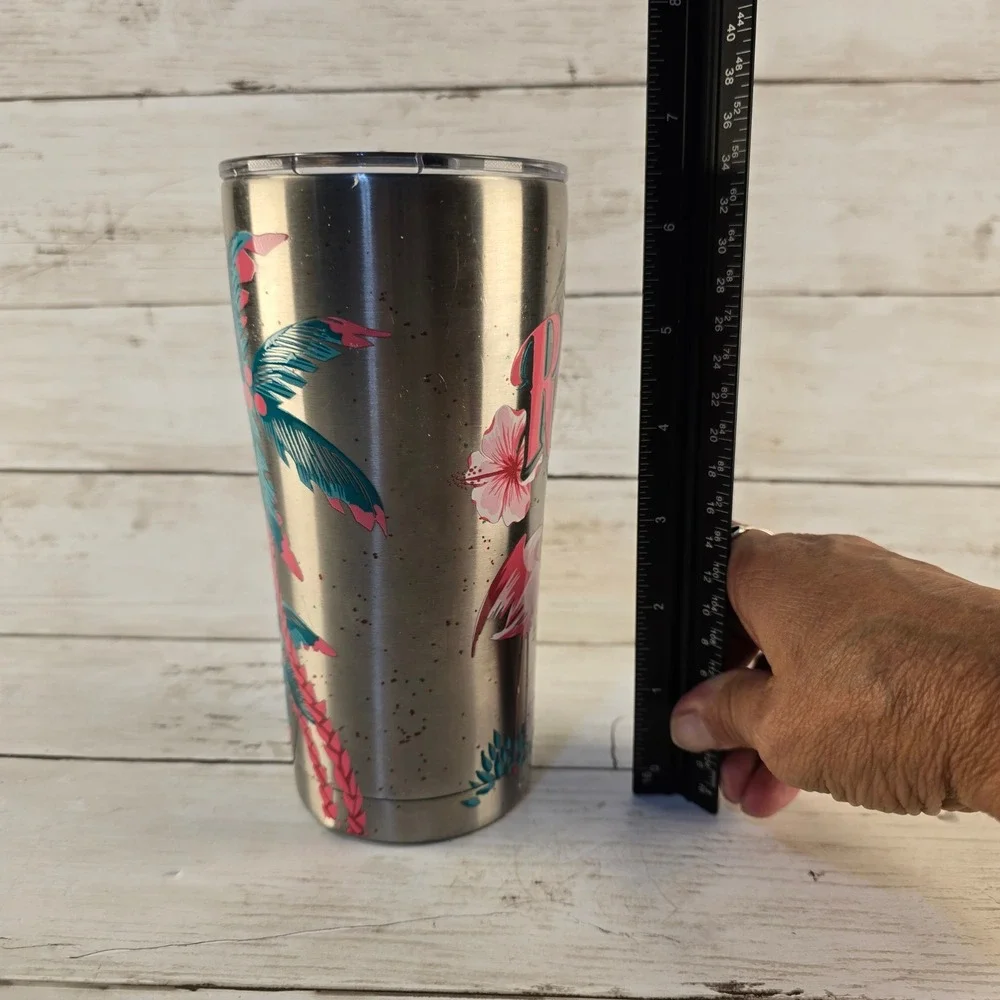 Ron Jon Surf Shop Tervis Tumbler Stainless Steel Flamingo Palm Tree 30oz Travel